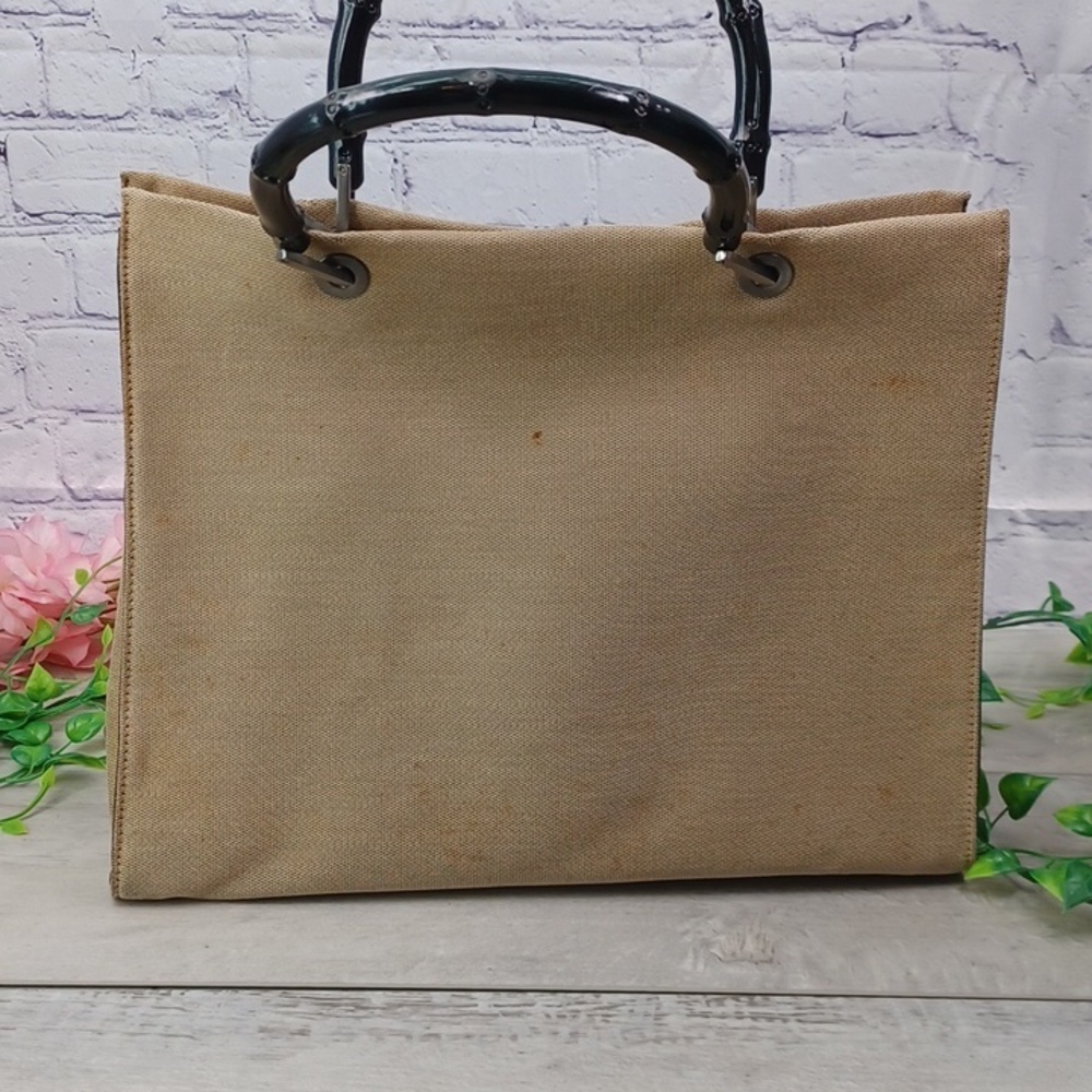 Gucci Vintage Rehab Tote Black Bamboo Handles - Picture 5 of 16